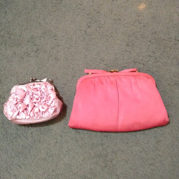Lot of 2 Pink Satin Evening Bags, 1 Vintage - Picture 2 of 3